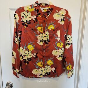 Bonpoint Edmee Blouse Red Clay Floral Pattern Women's XS